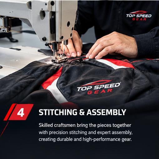 Stitching & Assembly stage in the Top Speed Gear factory