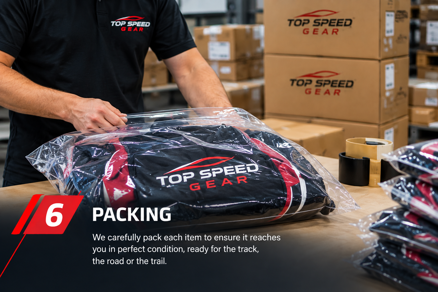 Packing & Export stage in the Top Speed Gear factory